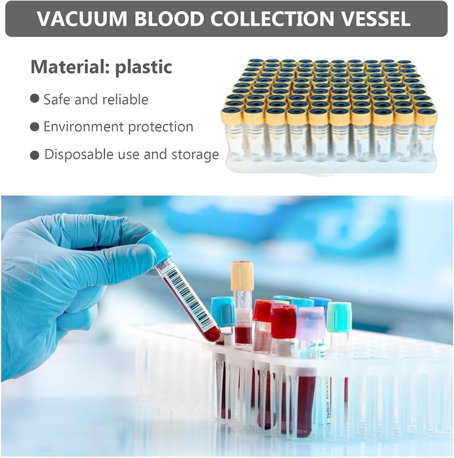 Provette sottovuoto per prelievo di sangue con gel di separazione per test sierologici, 100 pezzi