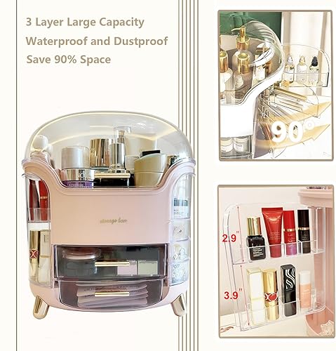 Miniatura 3 de Organizador de maquillaje grande mejorado para encimera, organizador de cosméticos, caja de almacenamiento de maquillaje, organizador de mostrador