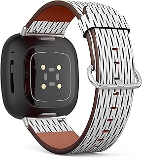 CJBROES Replacement Leather Watch Band, Compatible with Fitbit Versa 3 and Fitbit Sense of Wristband Bracelet Accessory - Simple Wavy Stripes