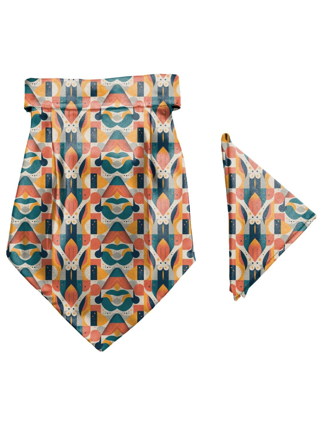blacksmith Tribal Geometric Printed Cravat and Macthing Pocket Square for Men-picture-18