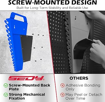 2-Pack Magnetic Wrench Organizer with Non-Slip Handle, 24-Slot Heavy-Duty Wrench Rack Holders for Toolbox & Drawer Storage, Fits SAE 1/4-1-1/16 and Metric 6mm-24mm Wrenches