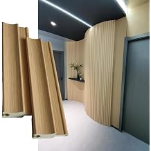 Bendable Slat Panel Wood Grain Finish Wall Decorations for Living Room Bedroom, Flexible Wall Paneling - Interlocking Snap-fit, CustomizableH-3.2ft W-4.5ft