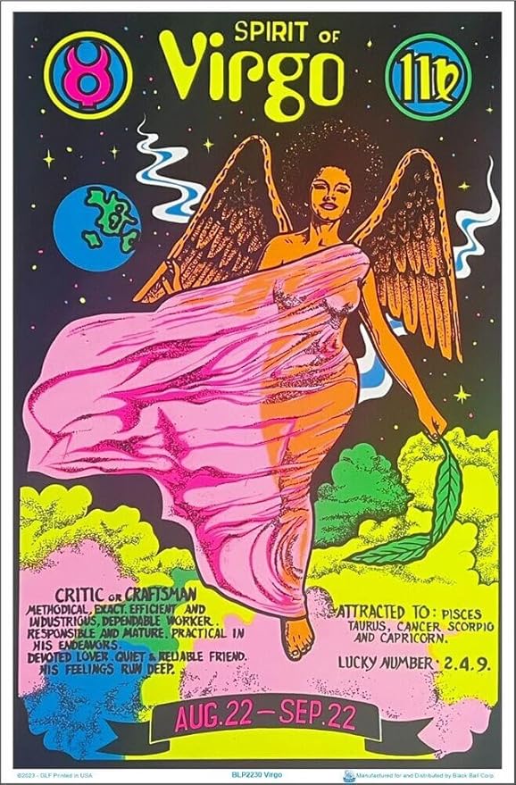 Virgo Zodiac Sign - Flocked - Blacklight Poster - 23