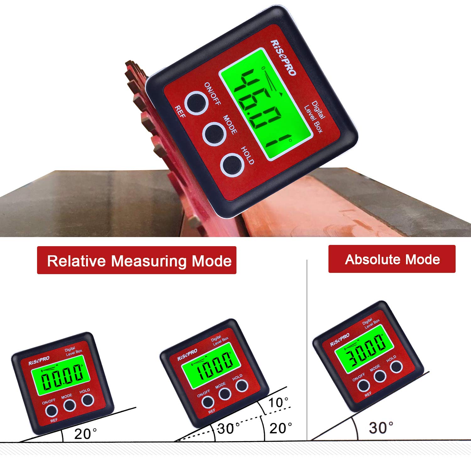 Digital Level Box Angle Gauge Protractor Inclinometer Bevel Box with Magnet Base & Large LCD Backlight, Calculating for Carpentry, Building, Masonry, Automobile