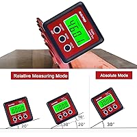 Vista 4 de Caja de Nivel Digital Medidor de Ángulo Transportador Inclinómetro Caja Biselada con Base Magnética y Retroiluminación LCD Grande, Calculando