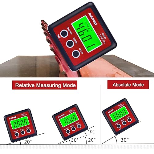 Miniatura 4 de Caja de nivel digital medidor de ángulo transportador inclinómetro caja biselada con base magnética y retroiluminación LCD grande, cálculo para