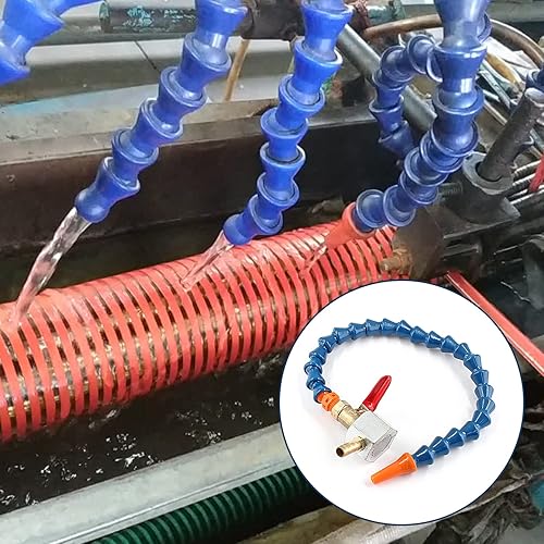 Miniatura 5 de Waziaqoc Base magnética ajustable (rosca de 14PT) con 1 boquilla redonda, manguera flexible de tubo de refrigerante de aceite de agua para drenaje,