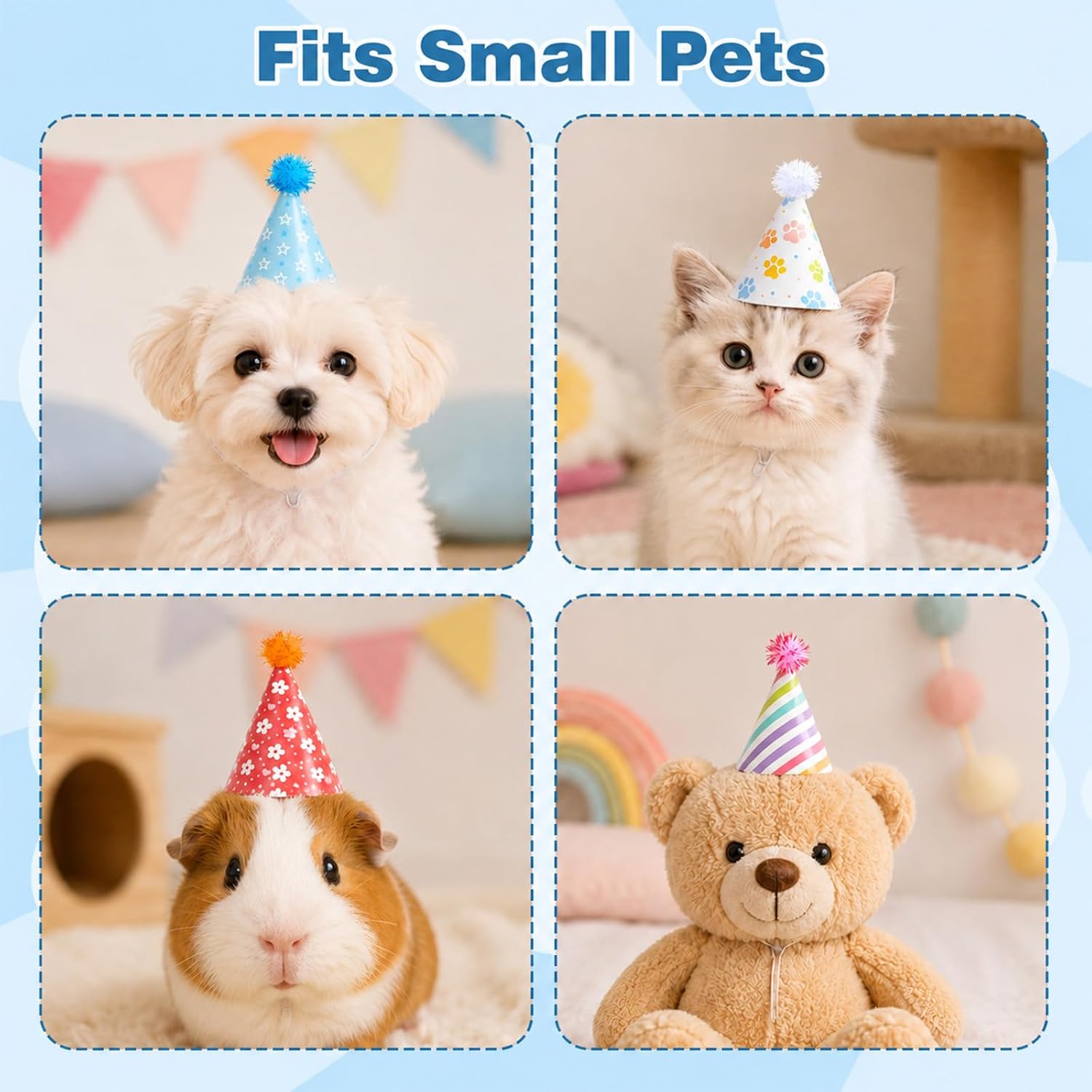 10 Pcs Mini Party Hats for Stuffed Animals, Cats, Dogs, Pet Birthday Hats image 5