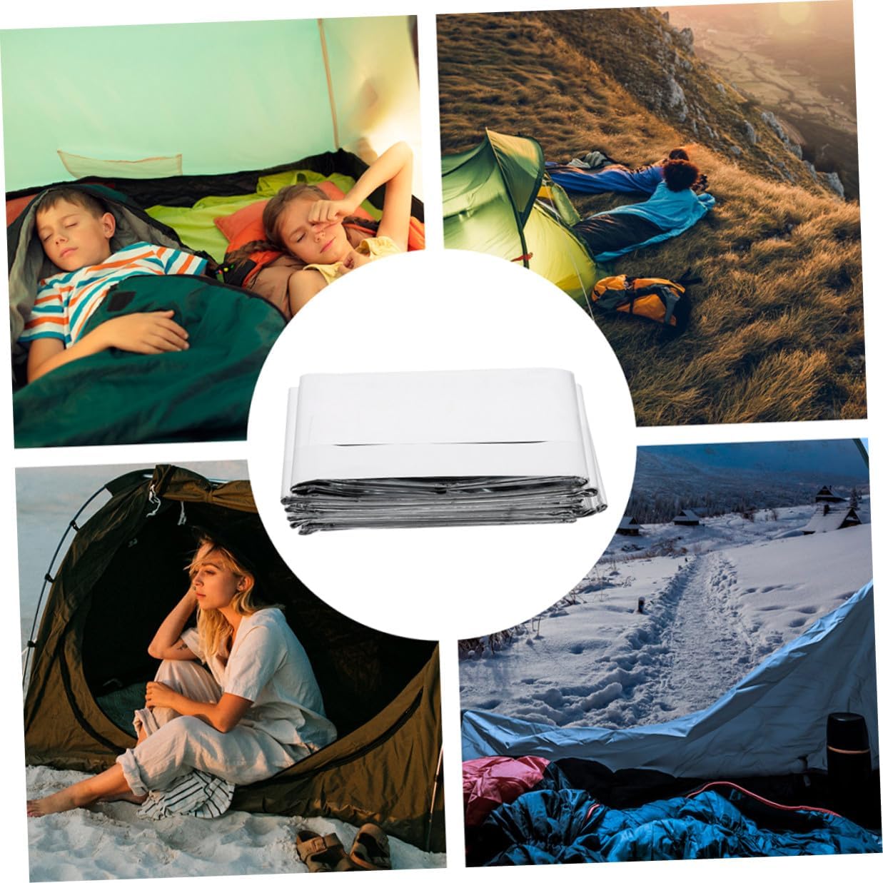 4pcs Emergency Blanket Camping Thermal Insulation Blanket Silver Foil Survival Portable Multi-use Emergency Warmth for Outdoor Hiking and First Aid