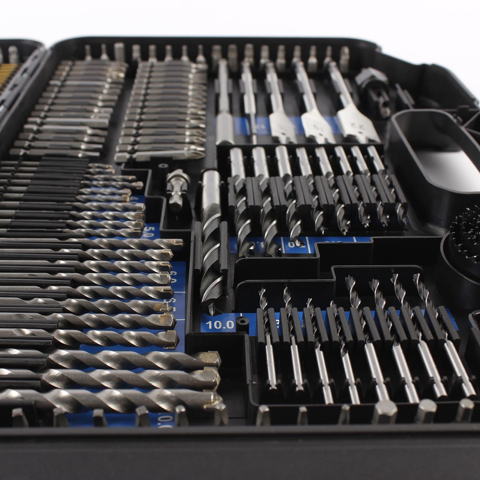246 Piezas Juego de Brocas Taladro Juego de Brocas Acero Rápido Juego Brocas para Madera Y Metal con Estuche Transporte Adecuado para Bricolaje, Etiqueta azul