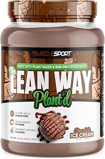Musclesport Lean Way Plant Protein - Pea Protein and Brown Rice Protein Blend, with Added CLA, MCT and L-Carnitine - 20 Servings (Chocolate)