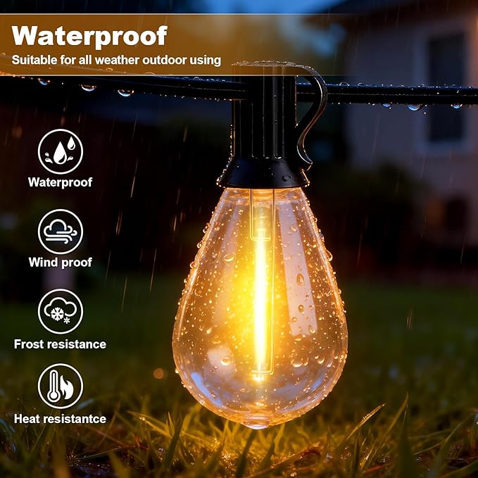 Luces de Cadena Exterior LED 50FT 15m Impermeable con Control Remoto miniatura 4