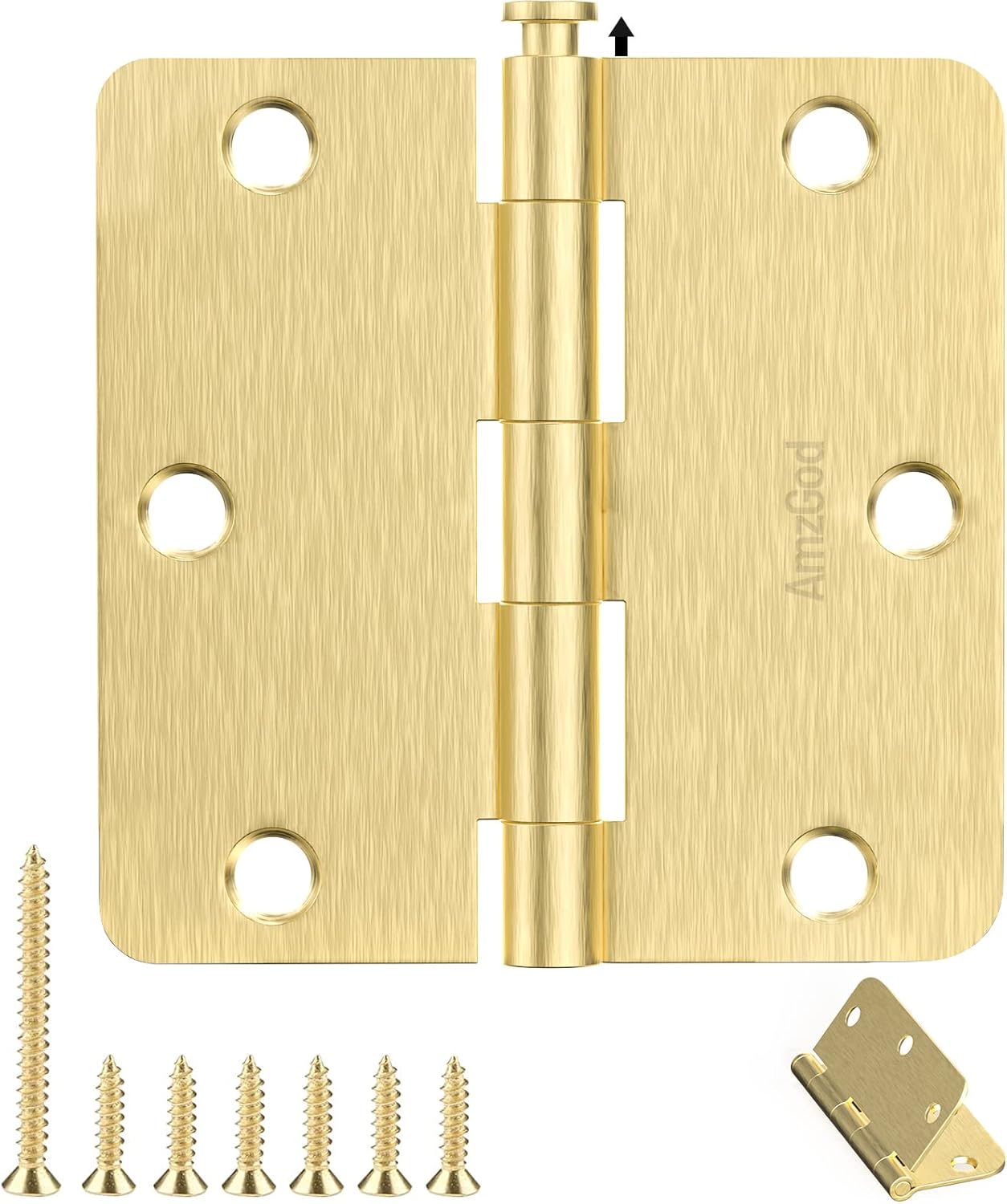 AmzGod Door Hinges Satin Brass 12 Pack Gold Door Hinges 3.5 Inch