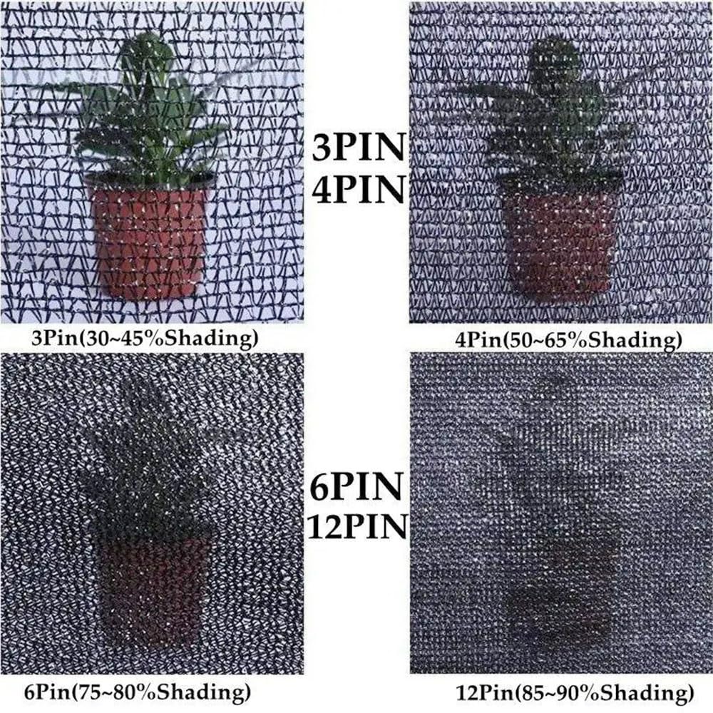 Rollo de malla negra de polietileno de alta densidad para sombra, 35 ~ 80 %, protección contra rayos UV, para granja, jardín, plantas, cobertura, agricultura, invernadero, malla de sombra (4 pines de