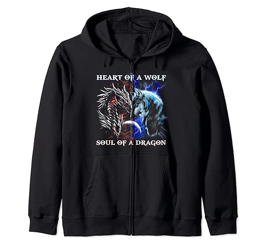Heart of Wolf Soul of a Dragon Zip Hoodie