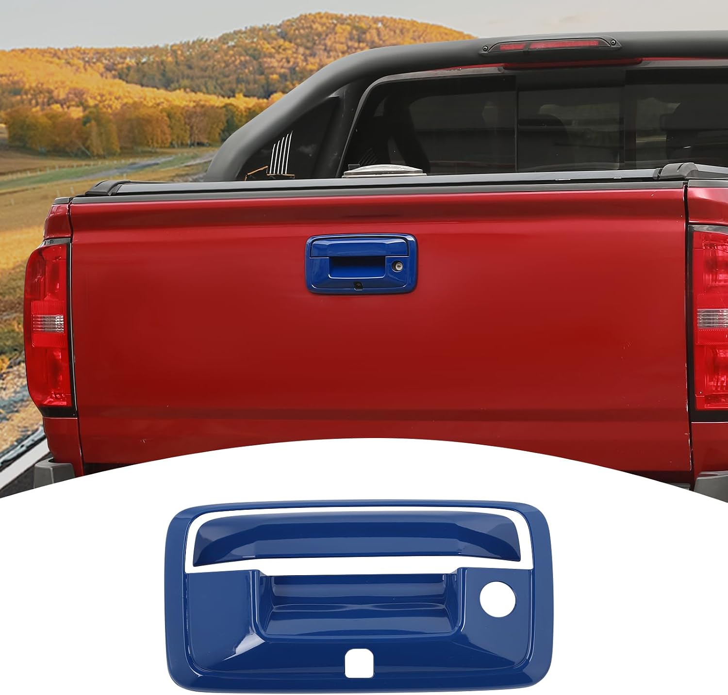 for Colorado Tailgate Door Handle Cover Trim for Chevy Silverado GMC Sierra 2014-2017 for Chevy Colorado GMC Canyon 2014-2022 Blue Exterior Accessories