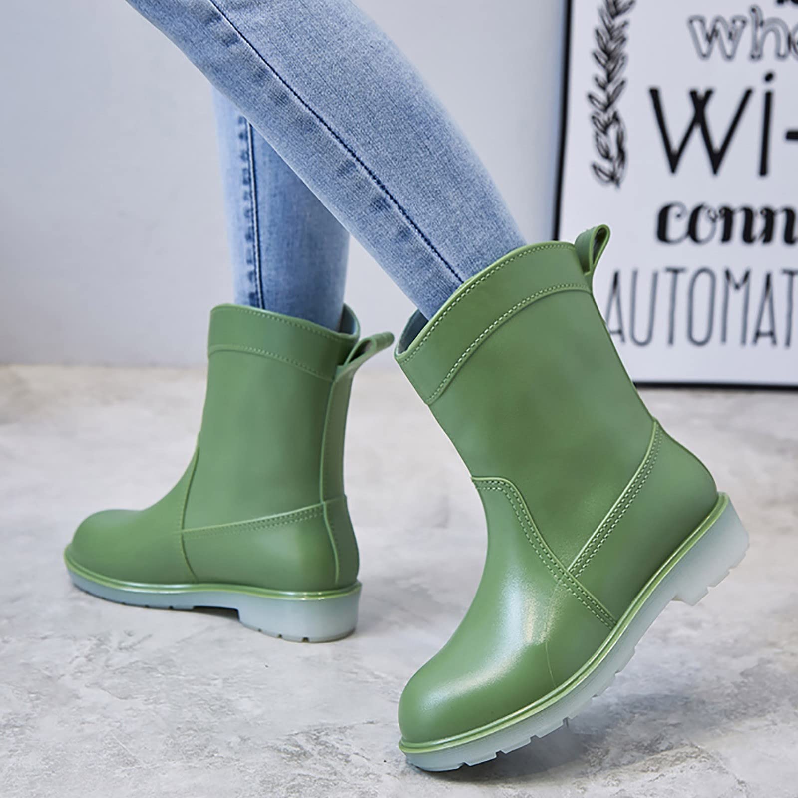 Escarpines Mujer Agua Botas de Lluvia para Mujer, Resistentes, Antideslizantes, Impermeables, Antideslizantes, de plástico, Zapatos de Lluvia de Cemento, Botines de Lluvia Escarpines