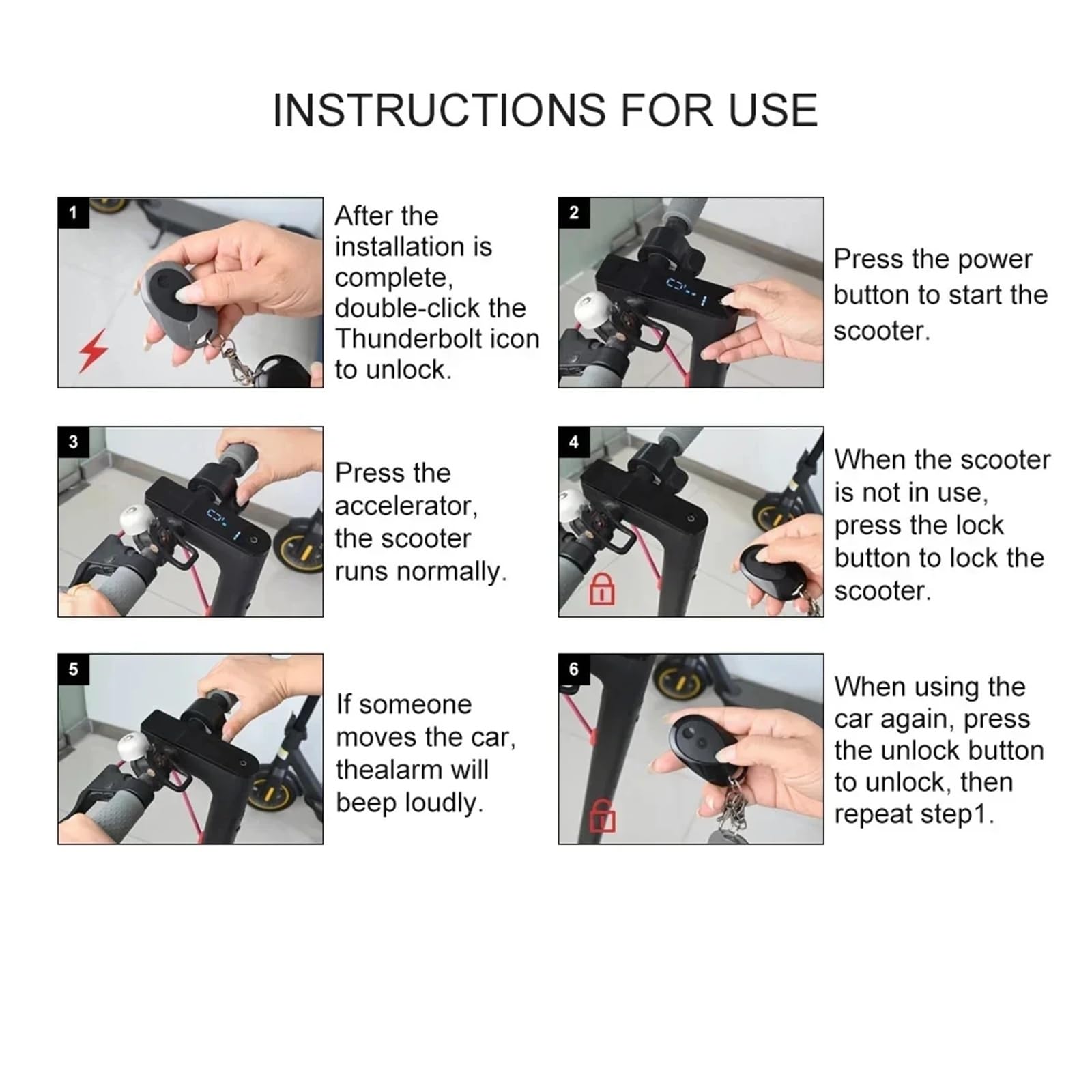 Sistema di Allarme antifurto for Bici elettrica One Touch Start Allarme for Scooter Elettrico Dispositivo antifurto Compatibile con PRO 1S M365
