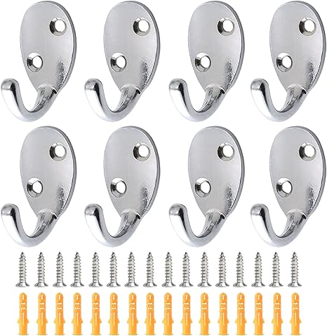 Amazon Freahap 壁掛けフック 8個セット 壁 フック 壁掛け アンティーク ネジ付き 高耐荷重 吊り下げ収納 おしゃれ コート 帽子 洋服 掛け 玄関 浴室 寝間 台所 キッチン ステンレス フック オンライン通販