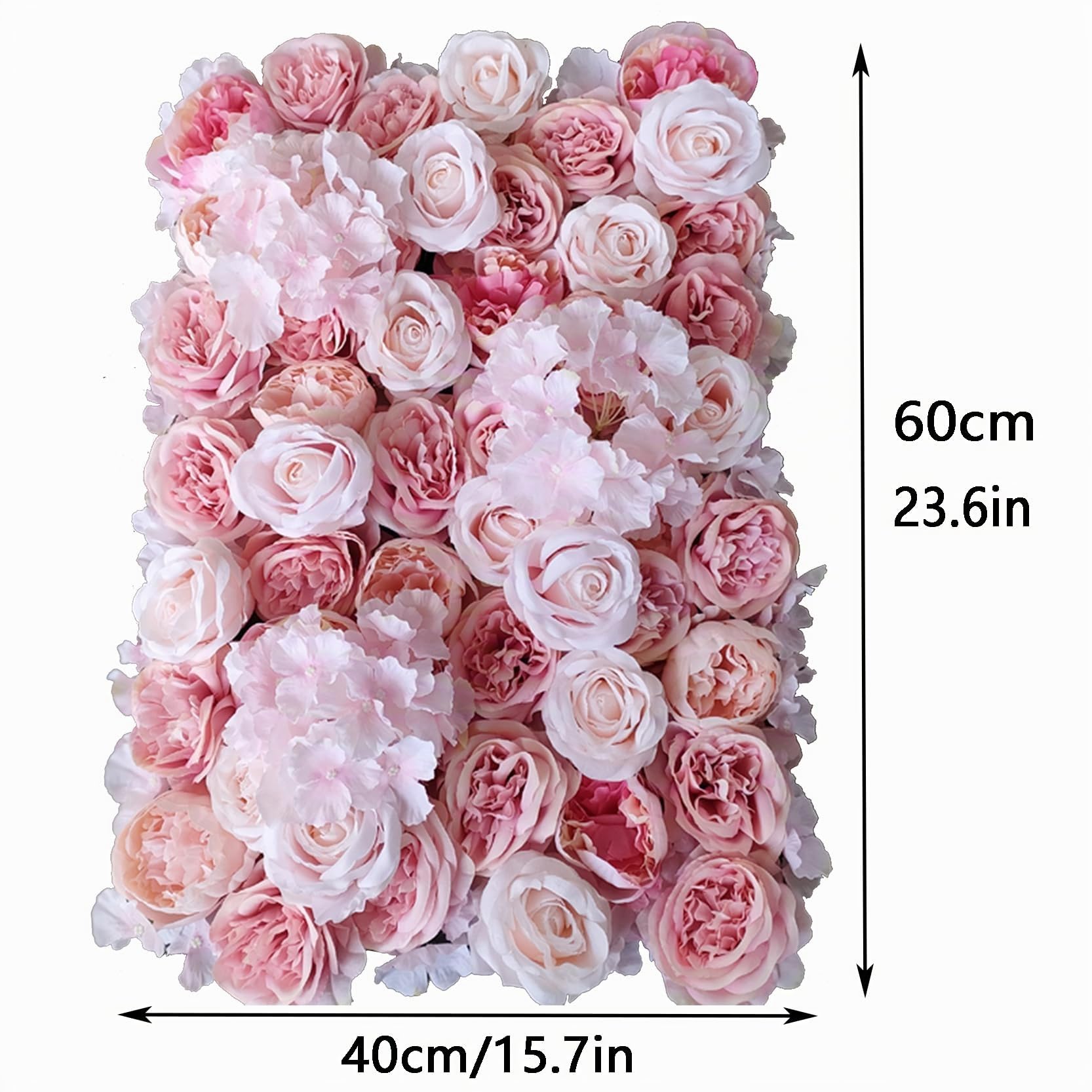 Parete di Fiori Artificiali Muro di Rose, Pannelli di Fiori di 3D Seta Sfondo Muro Floreale, Parete di Fiore Artificiale per Matrimonio Festa Doccia Nuziale Decorazione Domestica Natale