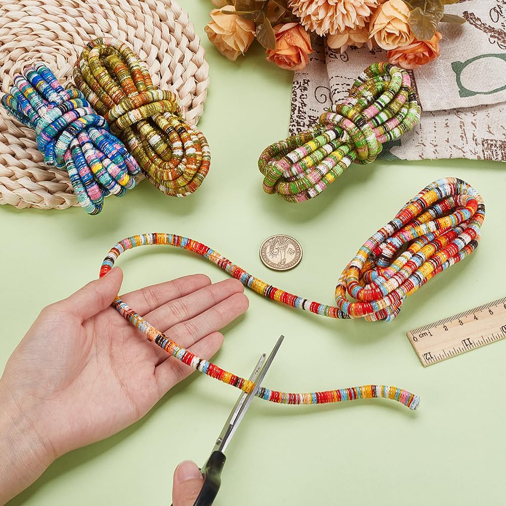 AHANDMAKER 10 Yards Ethnic Style Cloth Cords Bohemian Elastic Ethnic Rope Bohemian Weaved Thread String for Gift Wrapping DIY Bracelet Necklace Jewelry Making Bag Hat Decoration Hanging Crafts