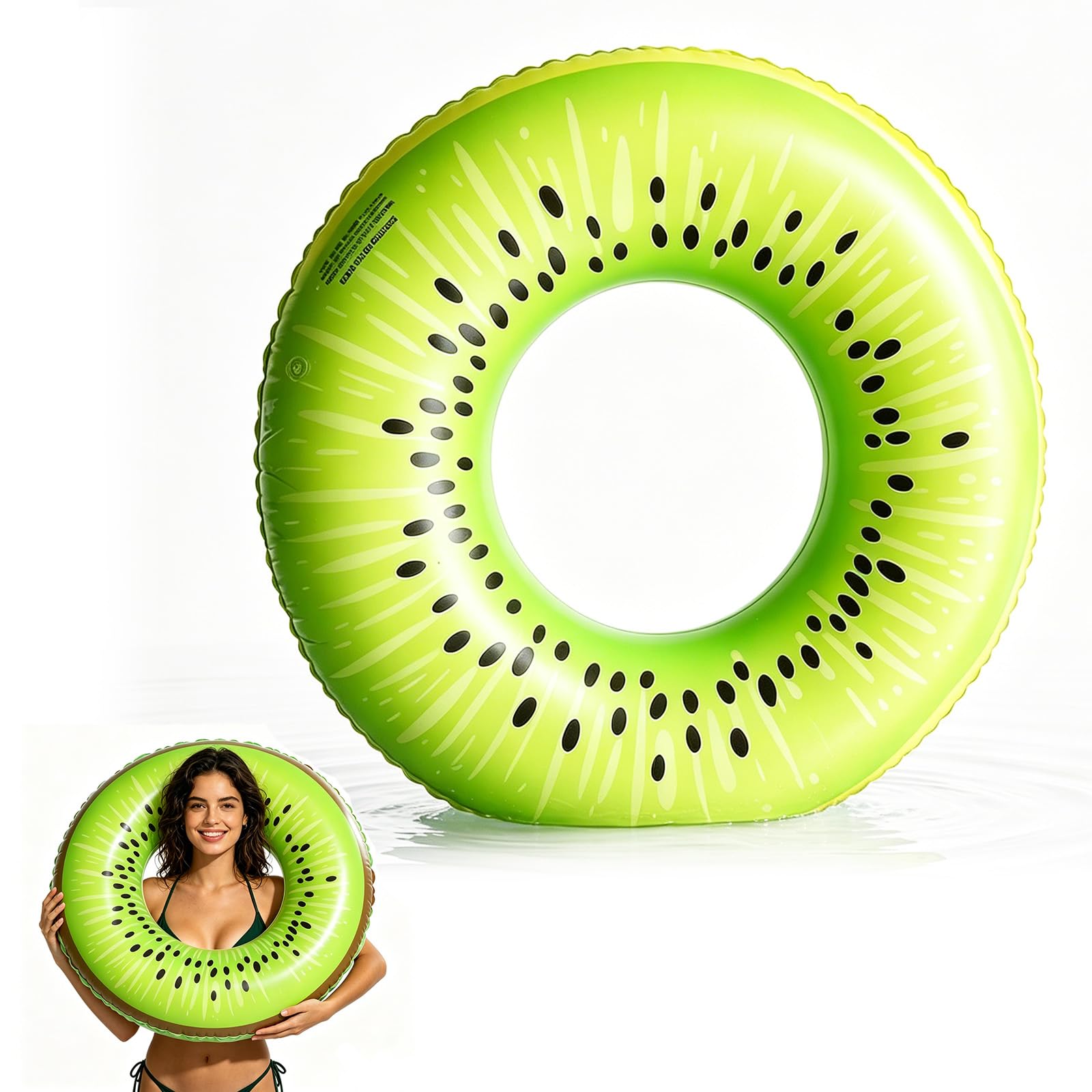 Swimming Ring Inflatable Rubber Rings for Kids Adults, 70/90cm Fruit Inflatable Pool Ring Floaties Swim Rings Water Float (Kiwi, 90CM)