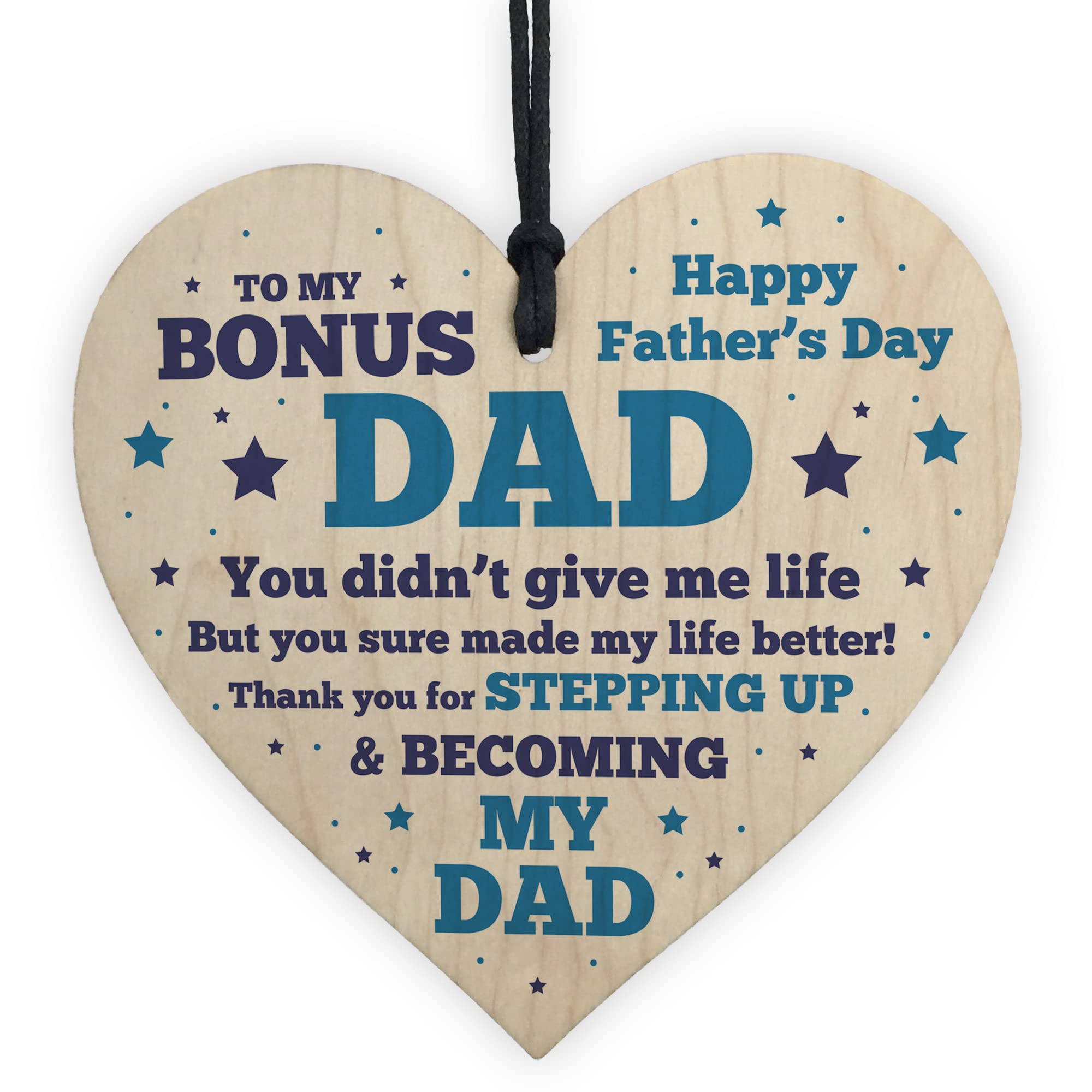 Fathers Day Card, Step Dad Card, Card For Step Dad, Humorous Step Dad Fathers Day Card, Step Dad Card From Daughter Son (Wood Heart)