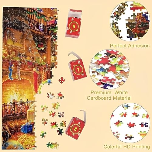 Dasfie Adventskalender 2025 Weihnachts Jigsaw Puzzle 24 Kartons | Adventskalender 2025 Kinder 1008 Teile Puzzle Weihnachtsgeschenkk FüR Jungen, MäDchen（70 X 50 Cm）