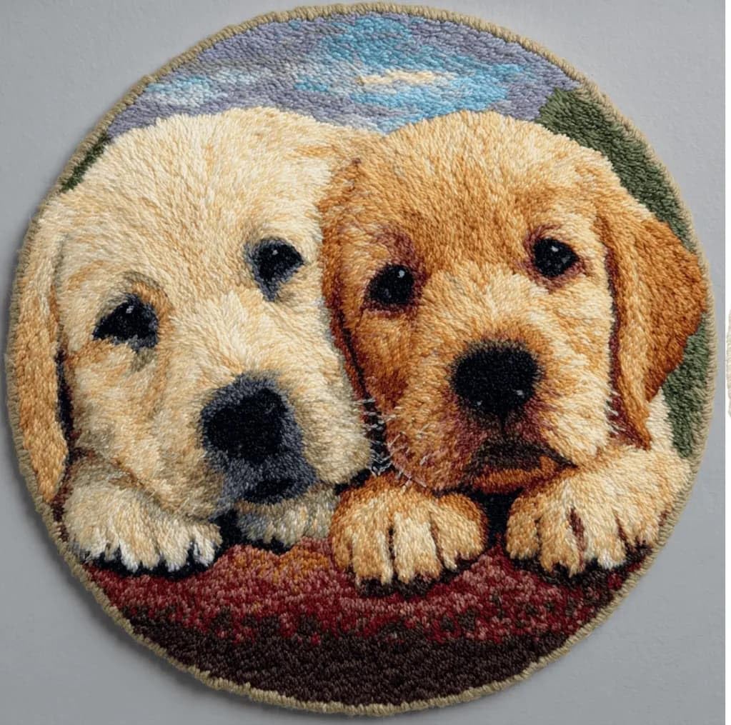Round Latch Hook Rug Kits Labrador For Adults And Starter 50*50Cm
