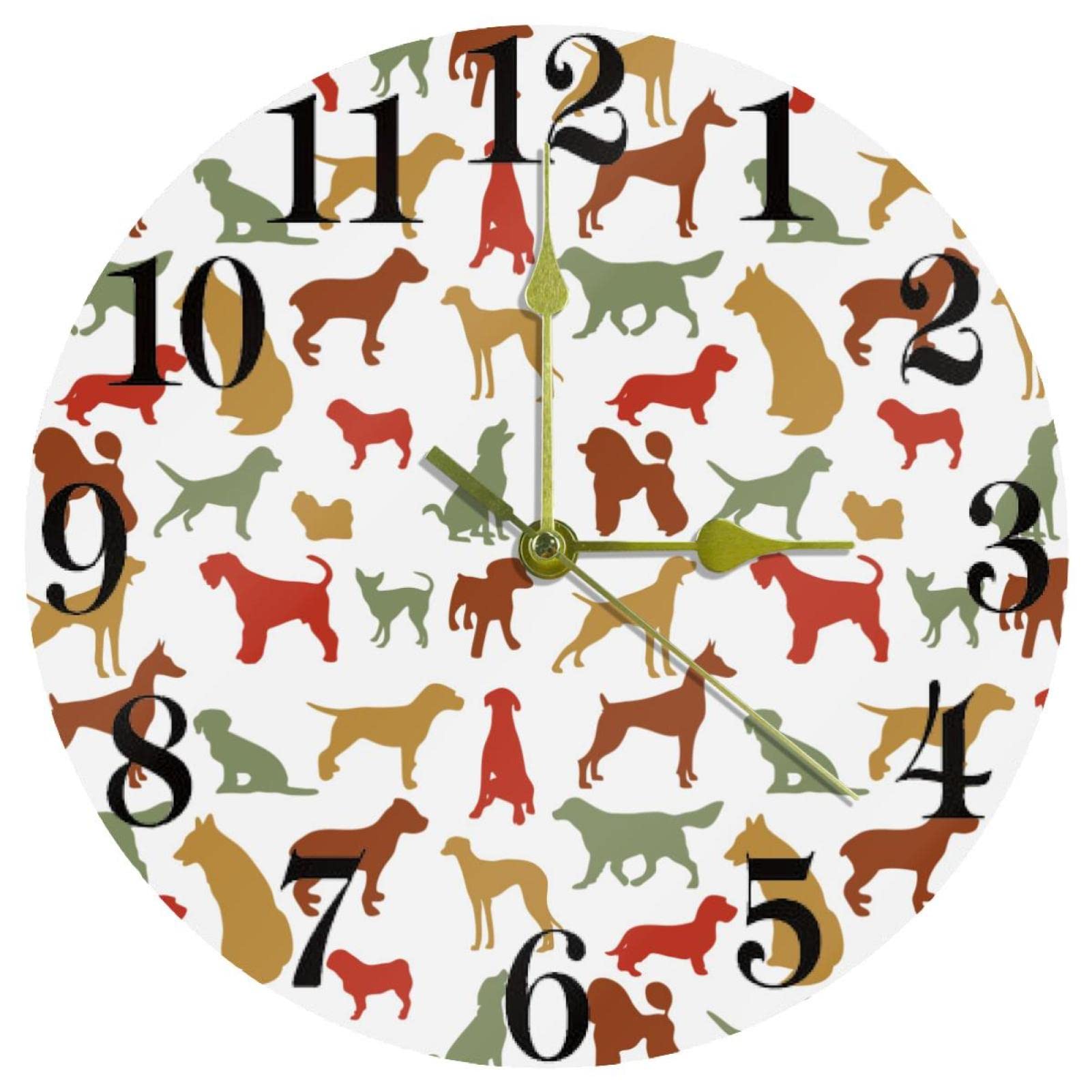 Horloge murale chien à pile de 25,4 cm mécanique silencieuse