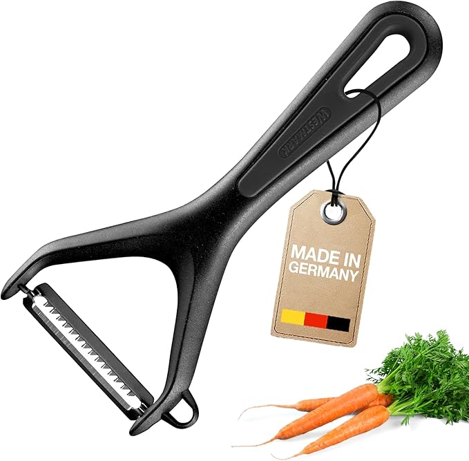 Westmark Julienne-Schneider, Gemüse-Schäler, Gentle, Grob gezackte Edelstahl-Klinge und Ausstecher, Schwarz, 280522E1 Westmark Julienne-Schneider, Gemüse-Schäler, Gentle, Grob gezackte Edelstahl-Klinge und Ausstecher, Schwarz, 280522E1