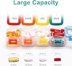 Fullicon Moisture Proof Pill Organizer 2 Times a Day, Large Pill Box 7 Day, Spill Proof Pill Case, Travel Pill Container, Medicine Organizer with Secure Lids, Daily Vitamin Organizer (Rainbow Clear)