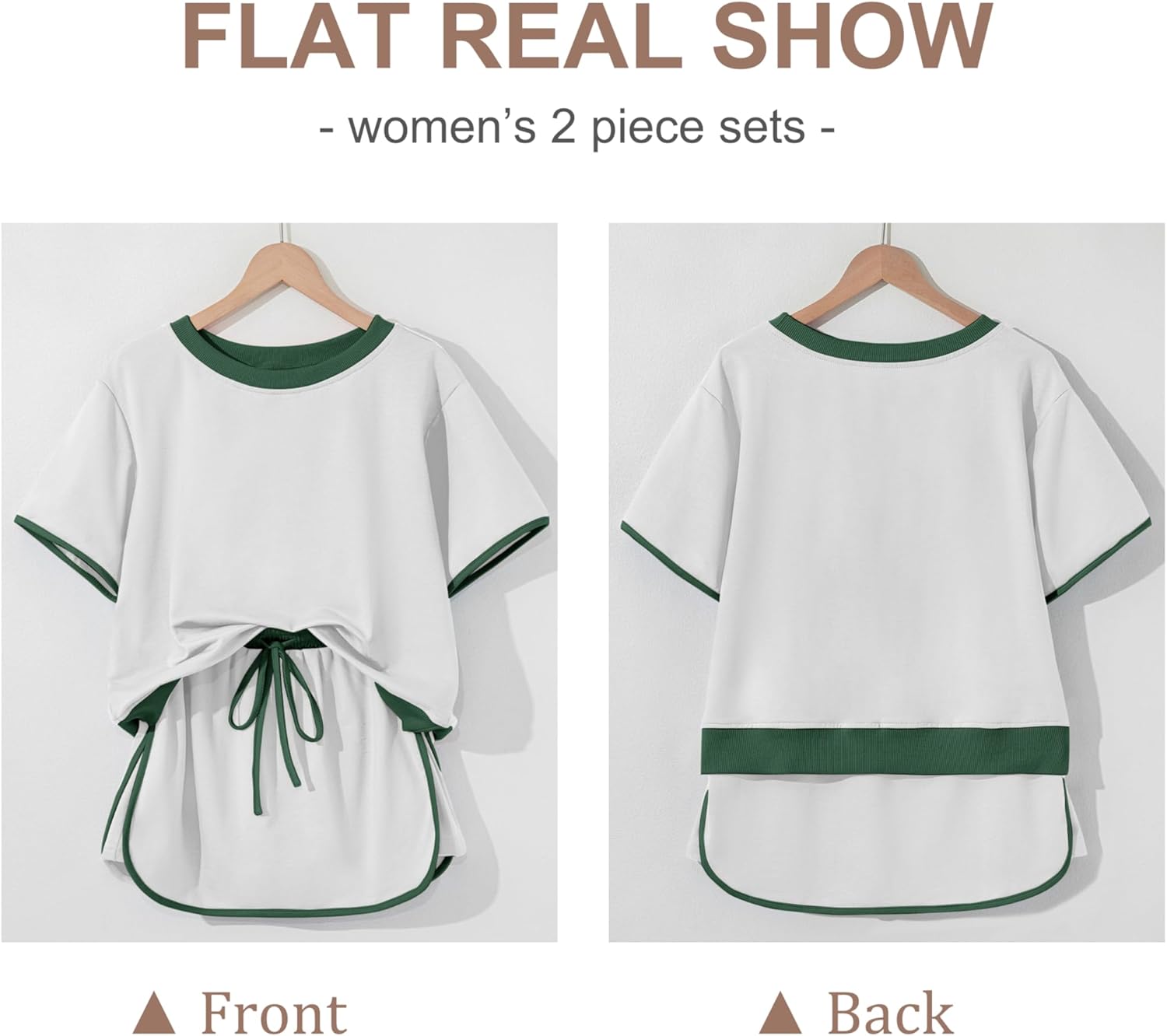 SELINK Lounge Sets for Women 2 Piece Skirt Colorblock Drop Shoulder T Shirt and Skort Set Summer Tracksuits - Image 3