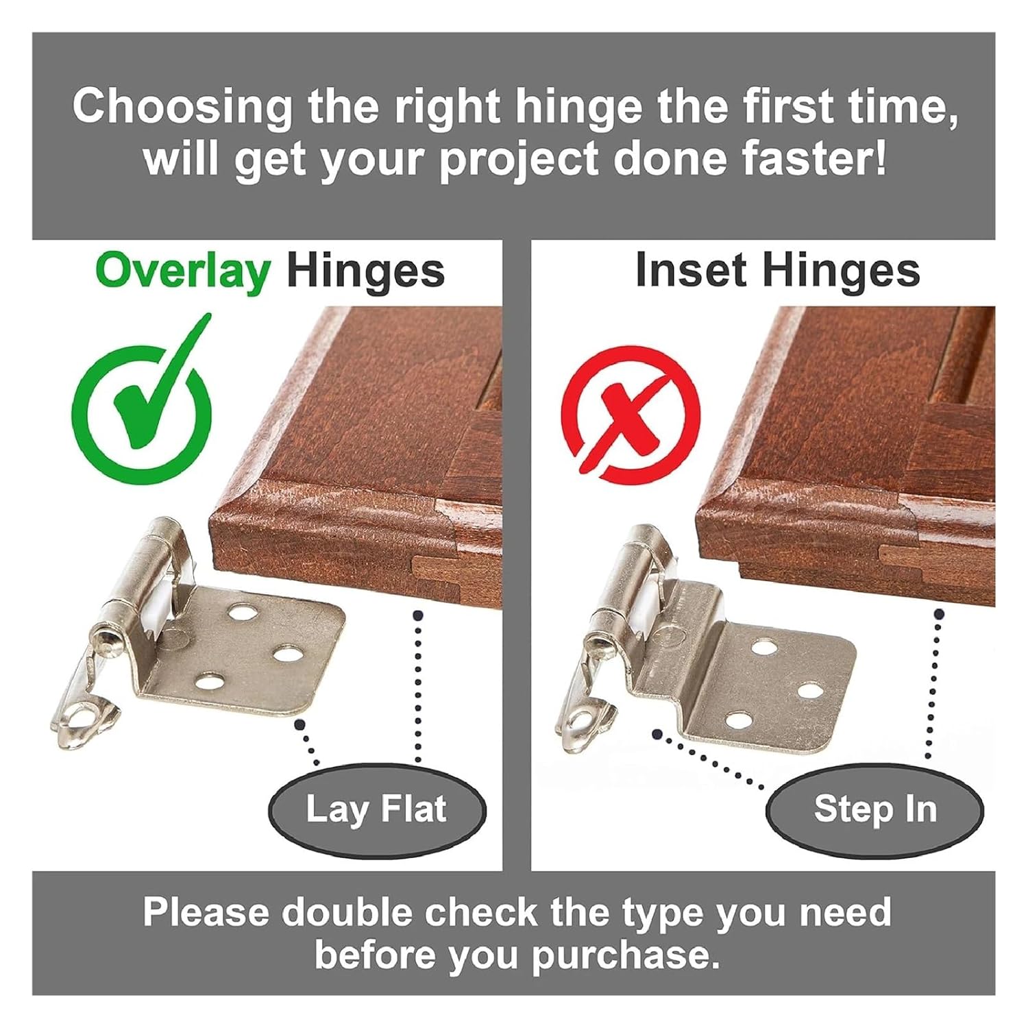 Eisenwaren Viladepot 1/2" Cabinet Hinges 10PCS Embedded Flat Cover Sprung Kitchen Room Cabinet Hinges Bright Nickel Furniture Hardware