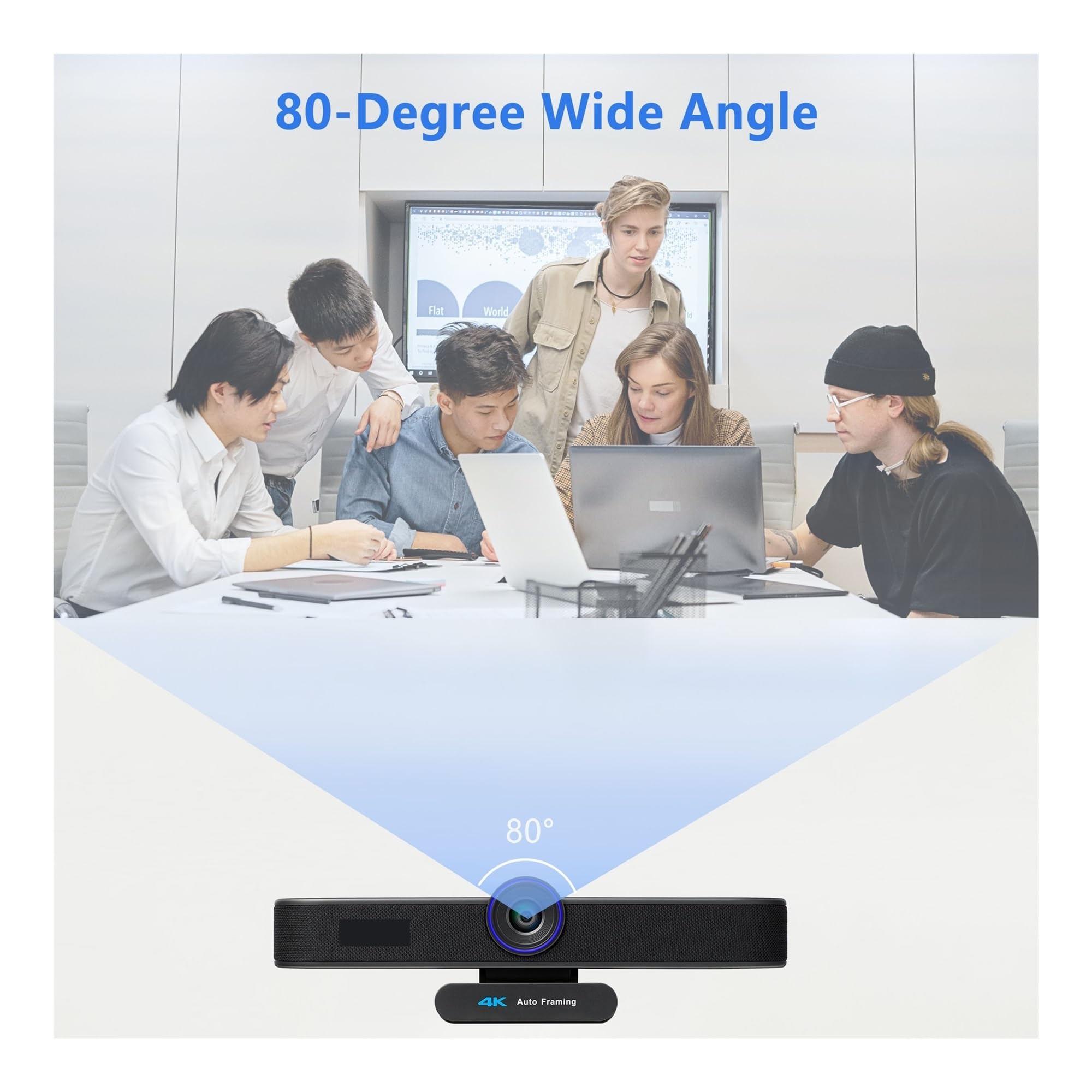Webcam Webcam for conferenze Zoom Digitale 8MP 4X con inquadratura Automatica su Webcam for PC USB 2K for conferenze, Streaming Live, Registrazione(A)
