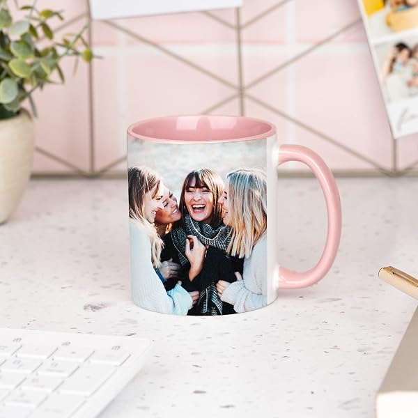 Wanapix | Taza Personalizada con Foto y Texto | Capacidad de 325ml | Taza de Cerámica con Diseño Único | Regalo para Amigos y Familiares | Apta para Microondas | Interior y Asa Color Rosa - 4