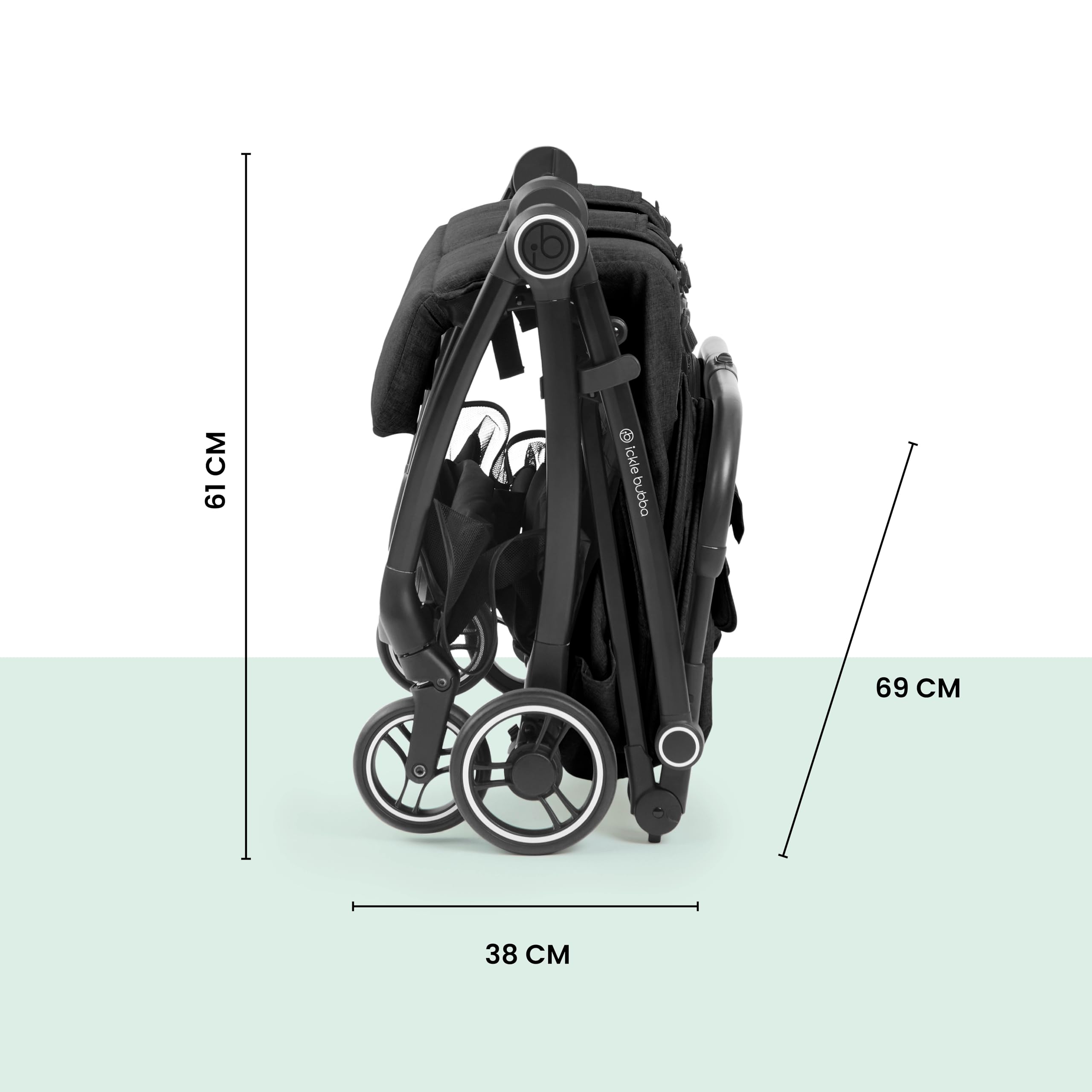 Ickle Bubba Aries Poussette double auto-pliable (gris graphite) – Poussette jumelle fine et légère de 10,5 kg, pliage automatique à une main, sièges réglables, pare-soleil ventilés, housse de pluie