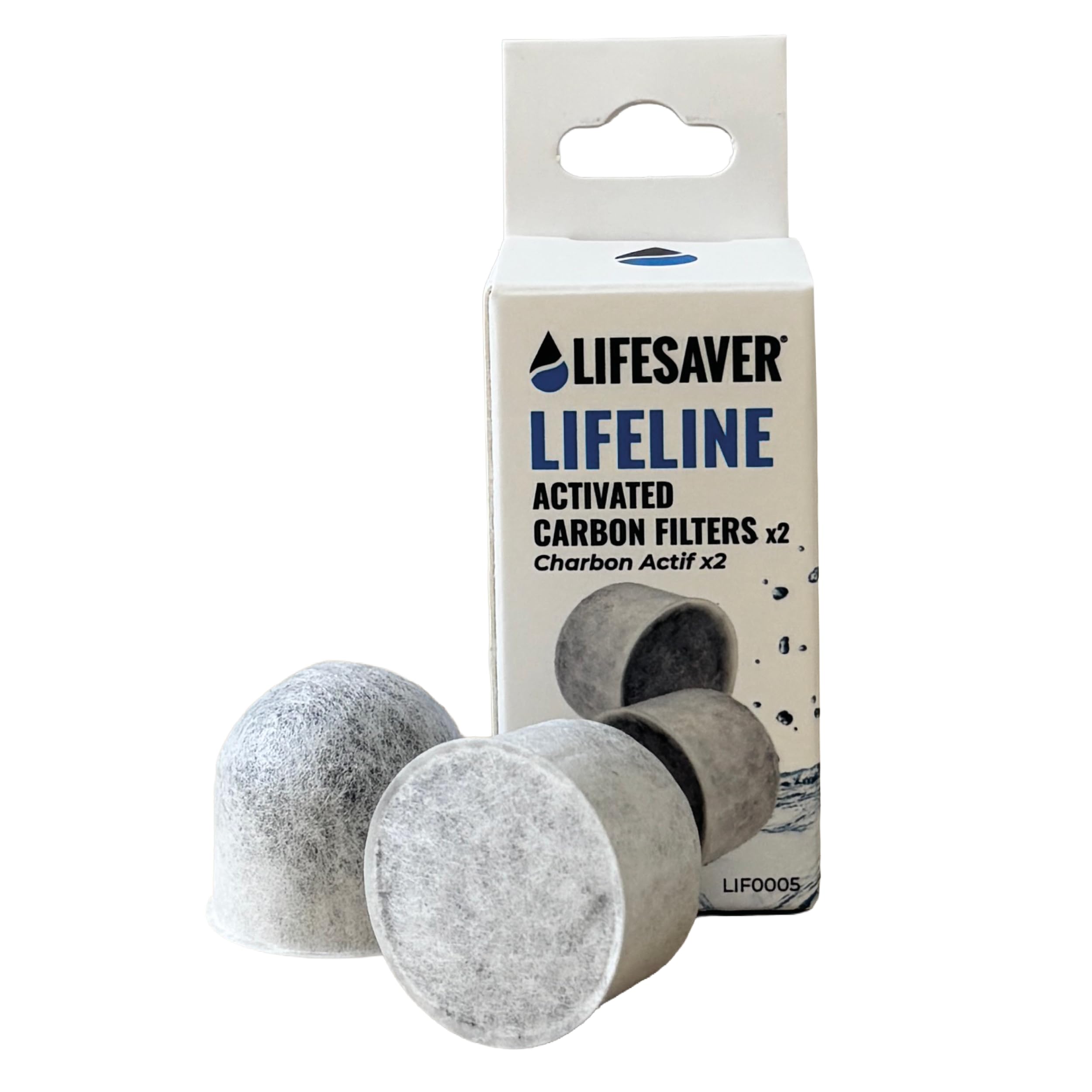LifeSaver Lifeline Replacement Activated Carbon Filters - Pack of 2 | for Fresh-Tasting Water No Matter The Source.