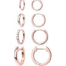 Small Gold Huggie Hoop Earrings Set for Women Men Hypoallergenic 14K Plated Stack Cartilage Earrings, Sterling Silver Multiple Piercing Lightweight Mini Thin Cute Dainty Trendy Jewelry Gifts for Women