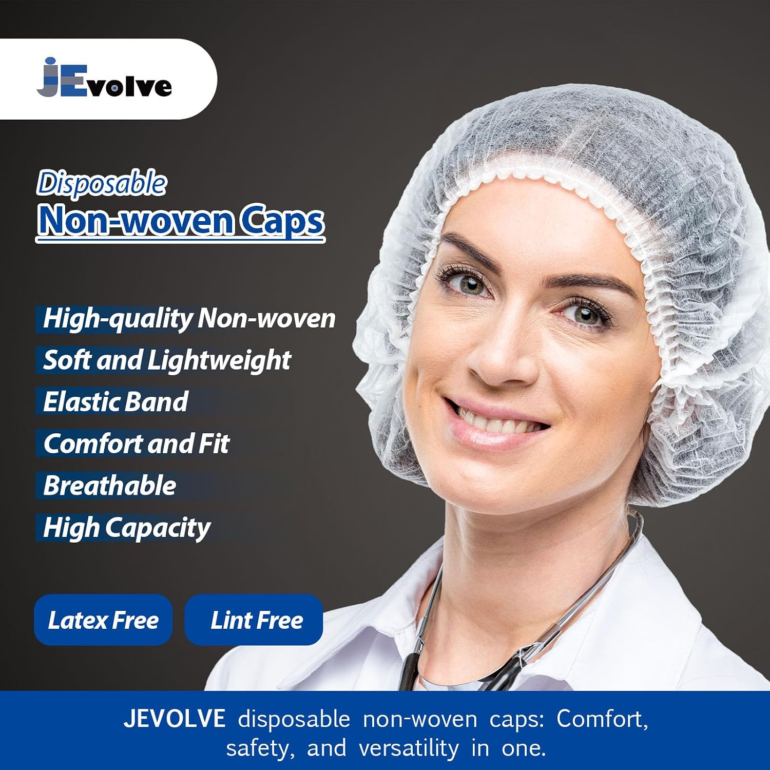 100 Pcs Disposable Mesh Bouffant Caps Hair Net | Non-Woven Elastic Head Cover Polypropylene Cap | Head Cover for Sleeping Food Service Spa Kitchen | Size 21” - White