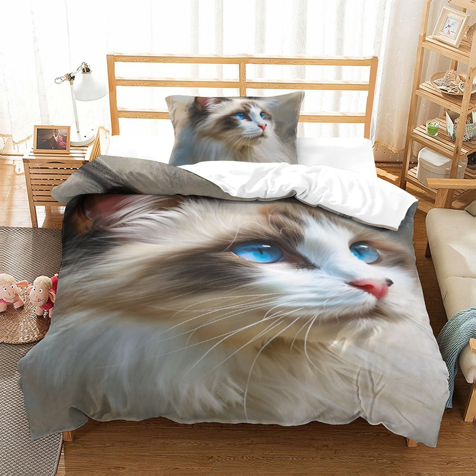 Housses de couettes chat 3D en microfibre super douce et résistante haut de gamme
