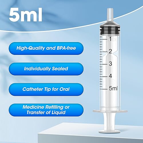 Miniatura 13 de Jeringa Luer Lock de 0.1 fl oz para líquidos, jeringa con tapa, paquete de 30 unidades envueltas individualmente