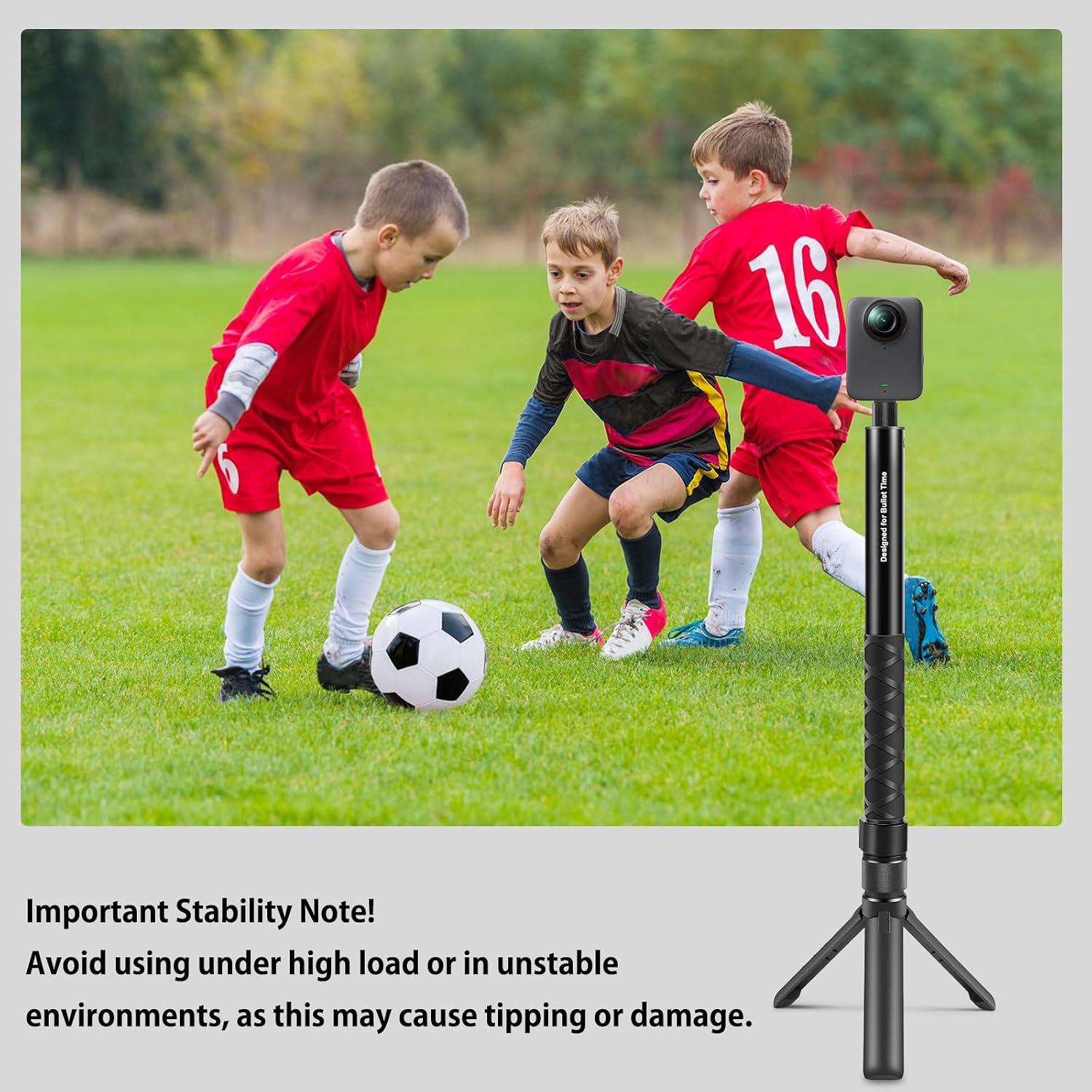 2-in-1 Selfie Stick Tripod for Insta360 X4/X3/DJI Osmo Action, 360 Camera Bullet Time Rotating Handle, 110cm Extendable Selfie Stick with Desktop Tripod