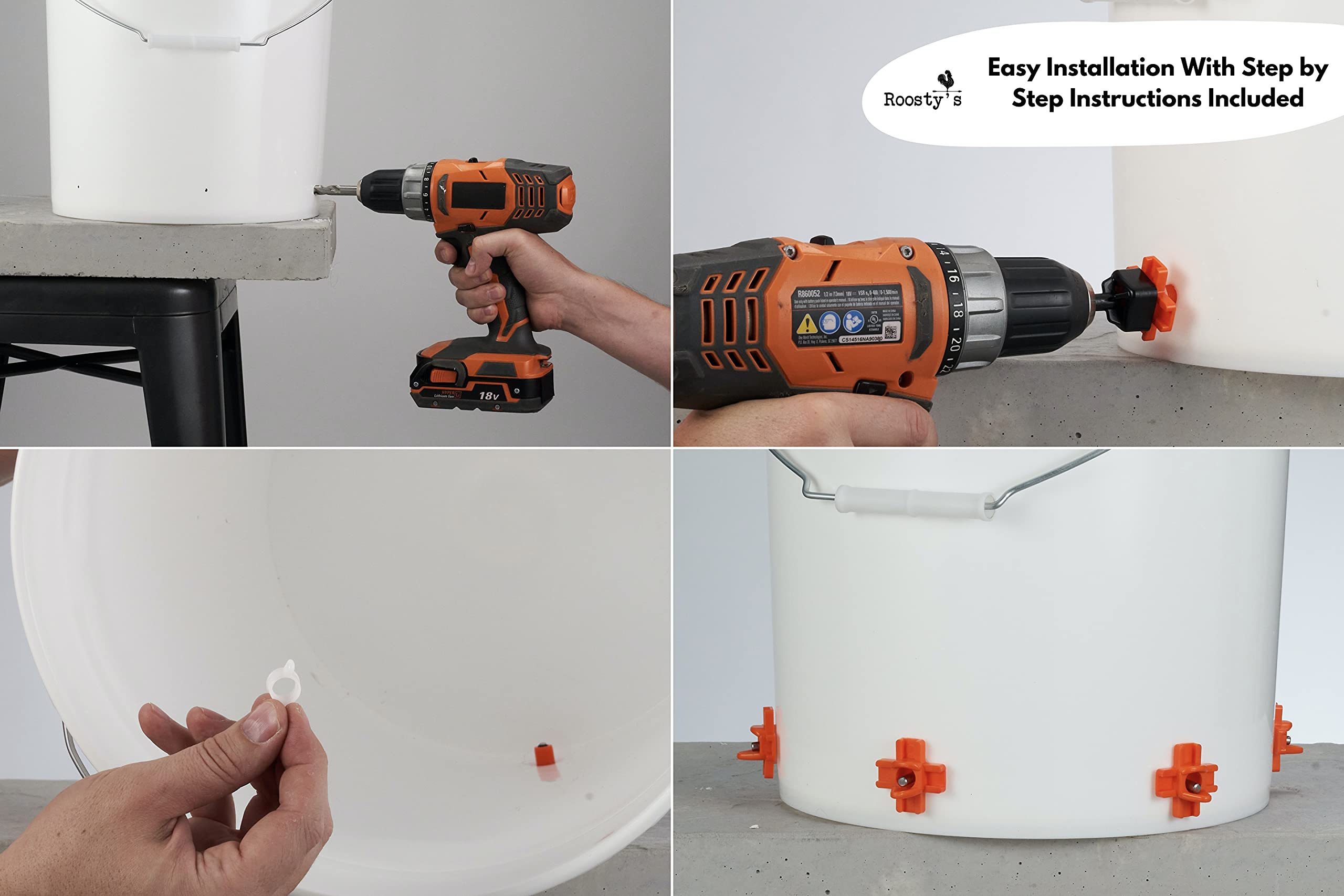 Roosty's DIY Chicken Waterer Kit x12 Horizontal Chicken Waterer