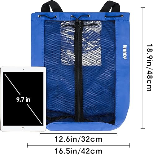 Miniatura 8 de WANDF Mochila de playa con cordón de malla para natación, gimnasio y equipo de entrenamiento