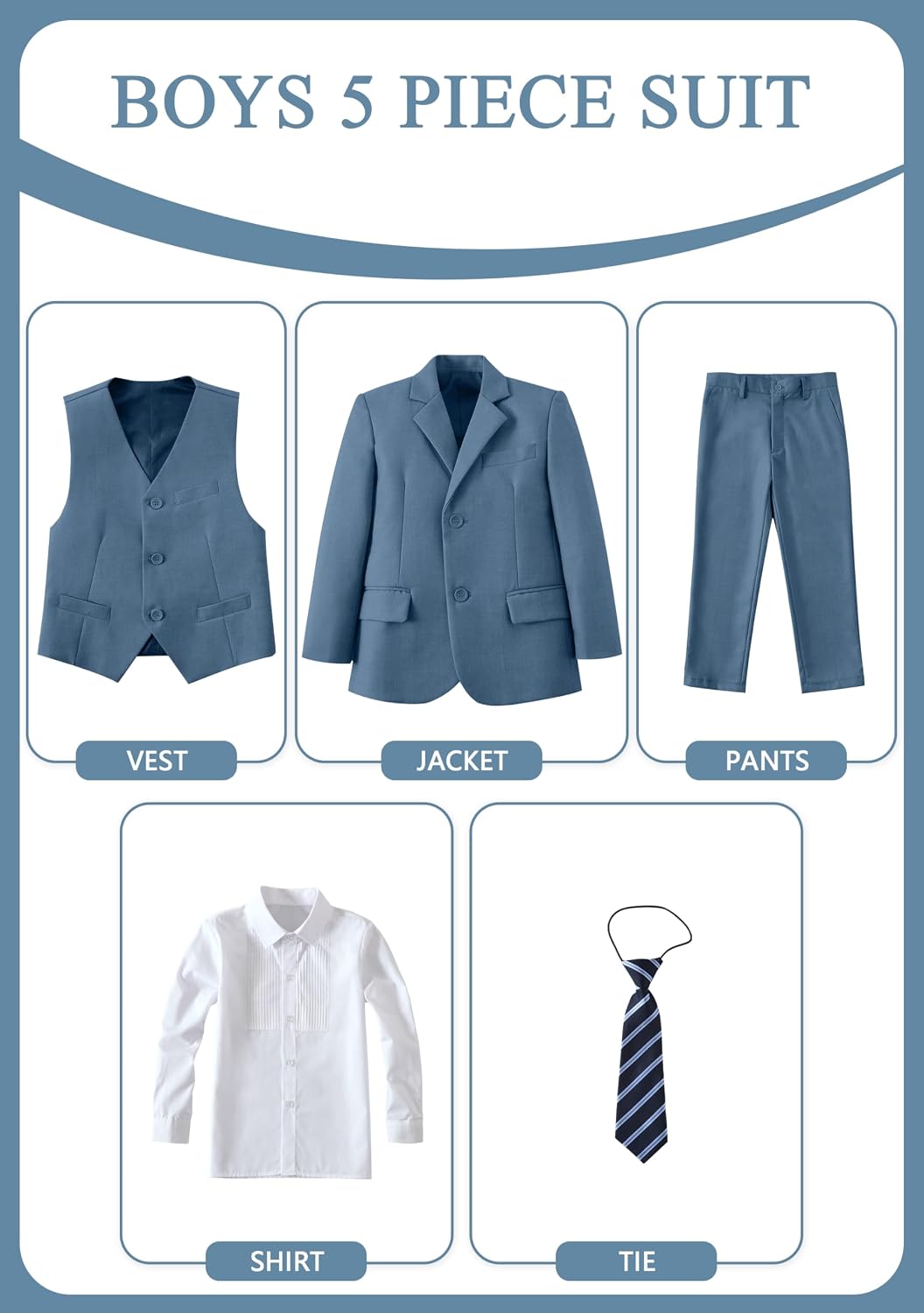 Boys Formal Suit Set Kids 5 Pieces Slim Fit Suits for Wedding Easter Piano Prom Teen Toddler Boy Dress Suit Outfit