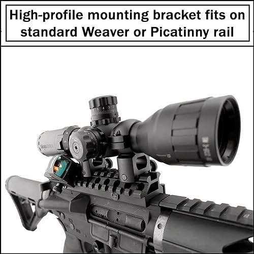 Miniatura 2 de 360 Tactical Soporte elevador Picatinny de 90 y 45 grados de alta resistencia con liberación rápida, para visores de puntos rojos y óptica, uso QD