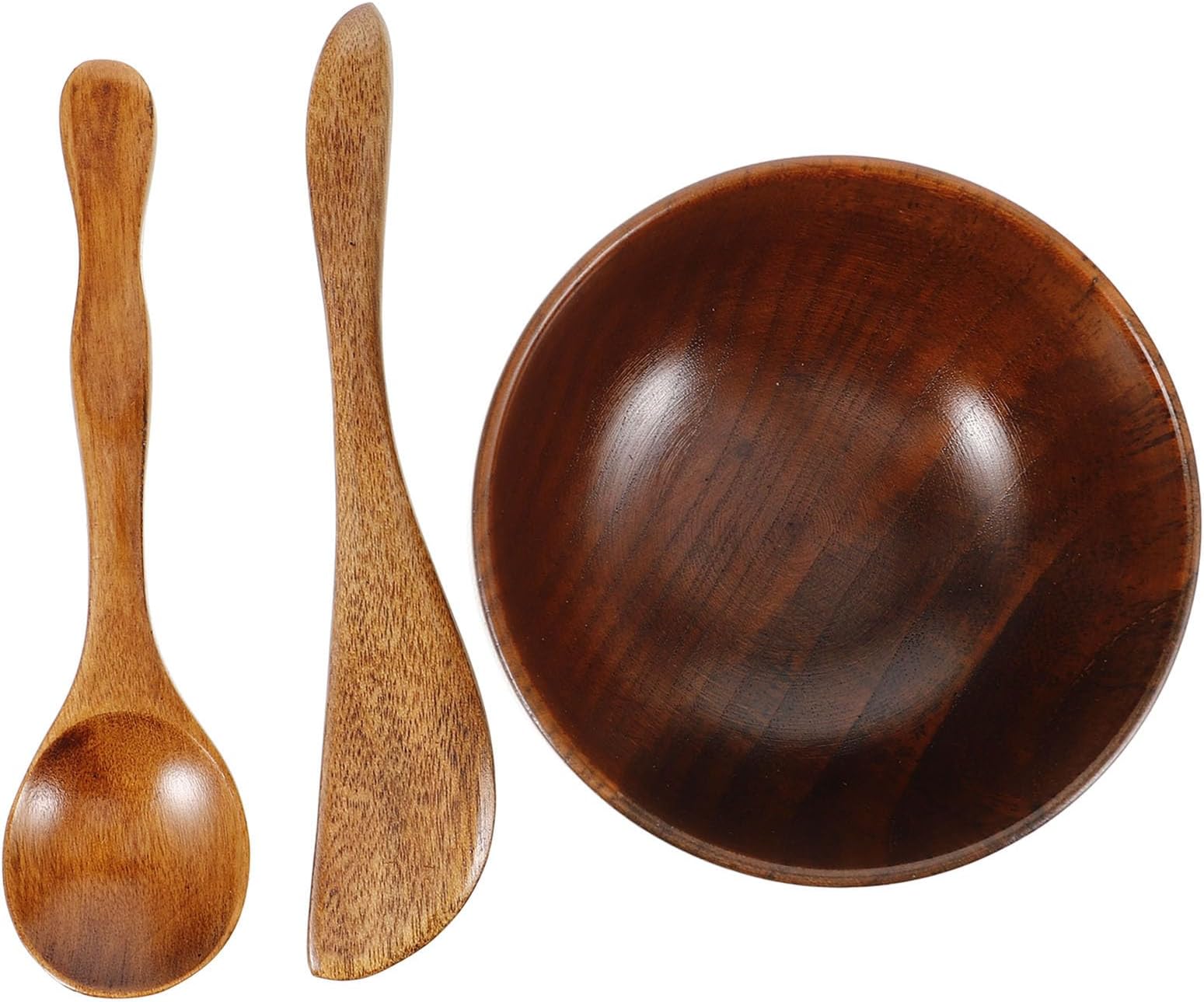 Wood Facial Mask Bowl Set with Dark Wooden Mixing Spatula and Spoon, Portable DIY Skincare Mask Mixing Kit for Home and Beauty Salon Use