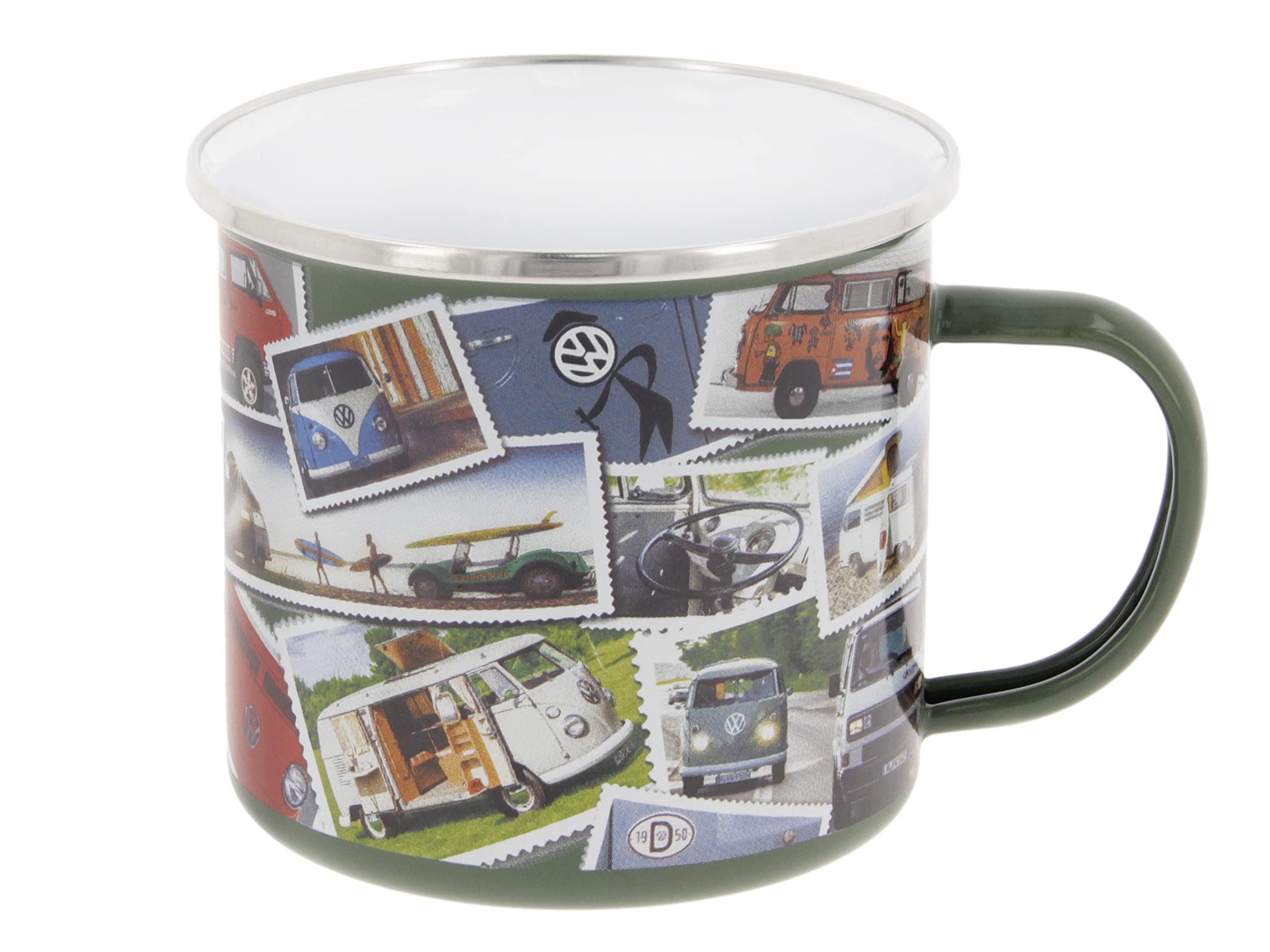 BRISA Tazza Smaltata Volkswagen Bulli | 500ml, Beige, Design Parata, Campervan, Outdoor, Licenza Ufficiale