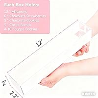 Vista 2 de 50 Pack 12x2.2x2 Inch Chocolate Covered Strawberry Boxes with Clear Window Packing for Macaron, Truffle, Cookie & Bakery Boxes